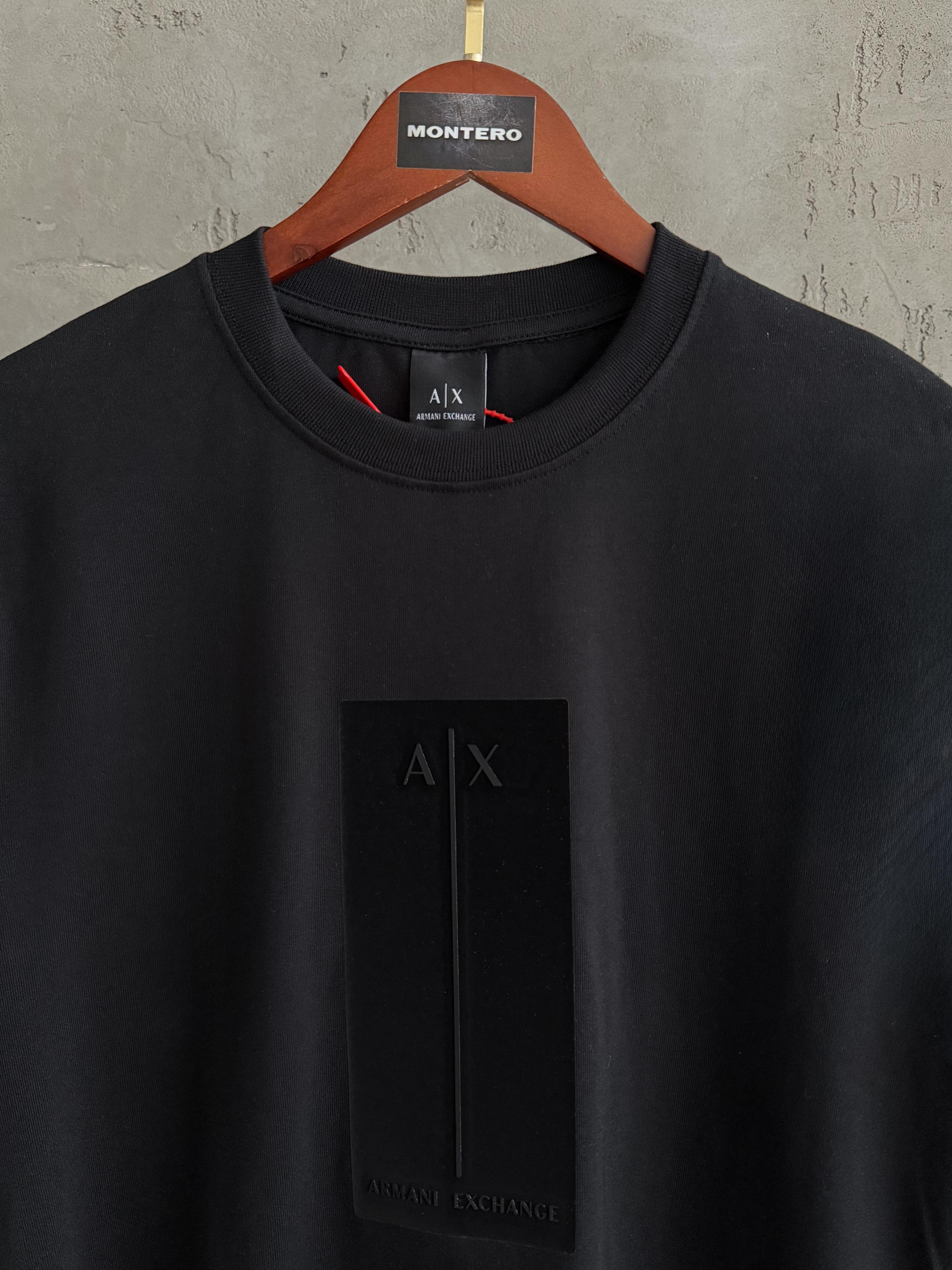 A/X01 Süet baskı siyah tshirt