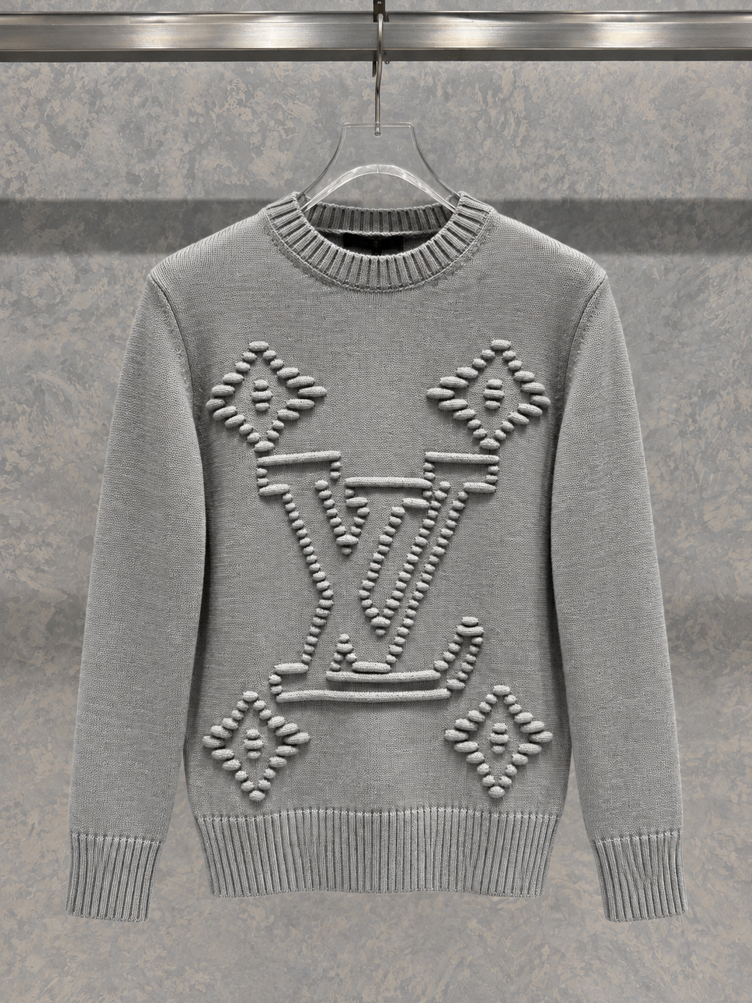 LV05 Yüksek Nakış Gri Kazak
