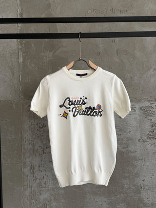 LV08 Triko Nakış beyaz tshirt