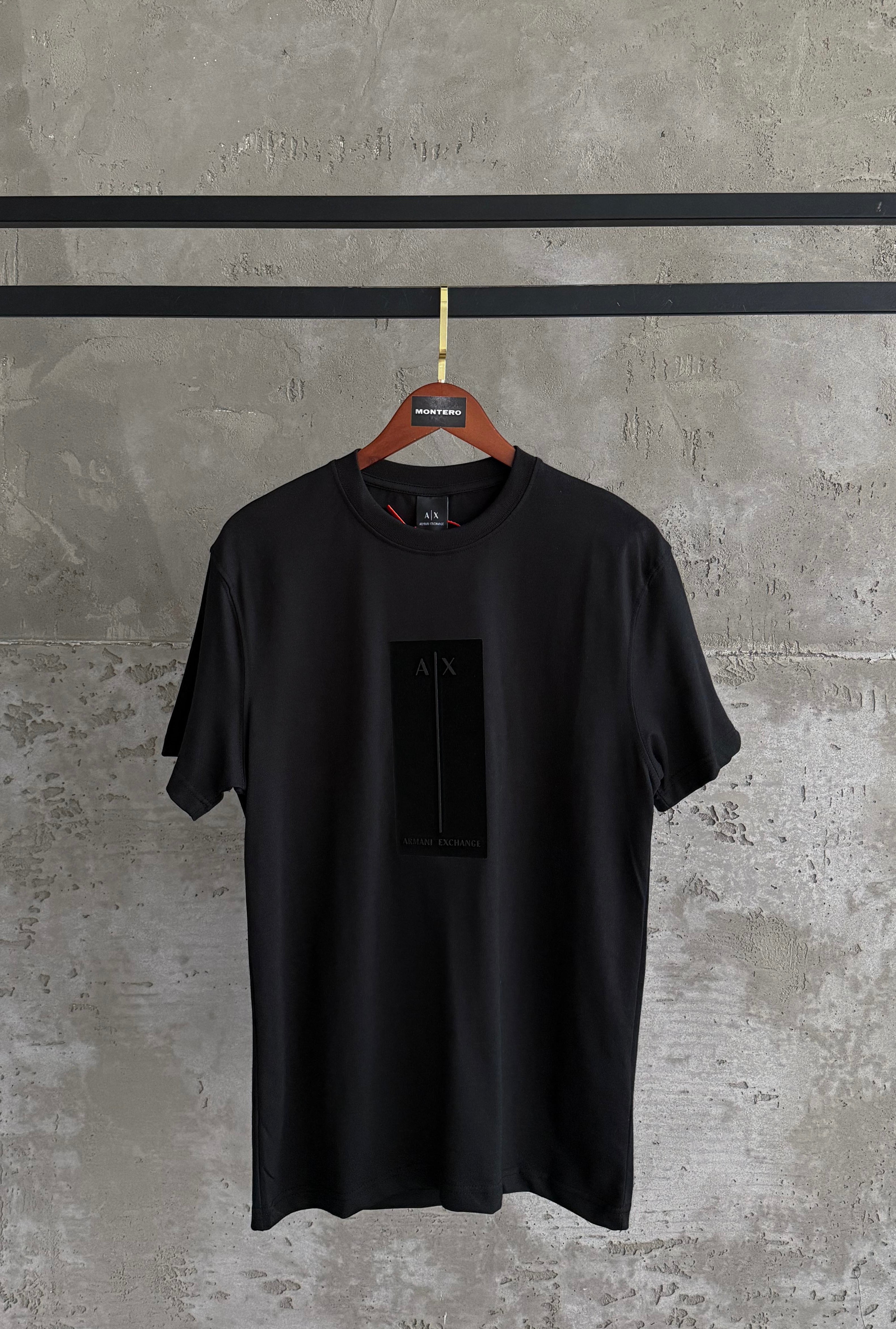 A/X01 Süet baskı siyah tshirt