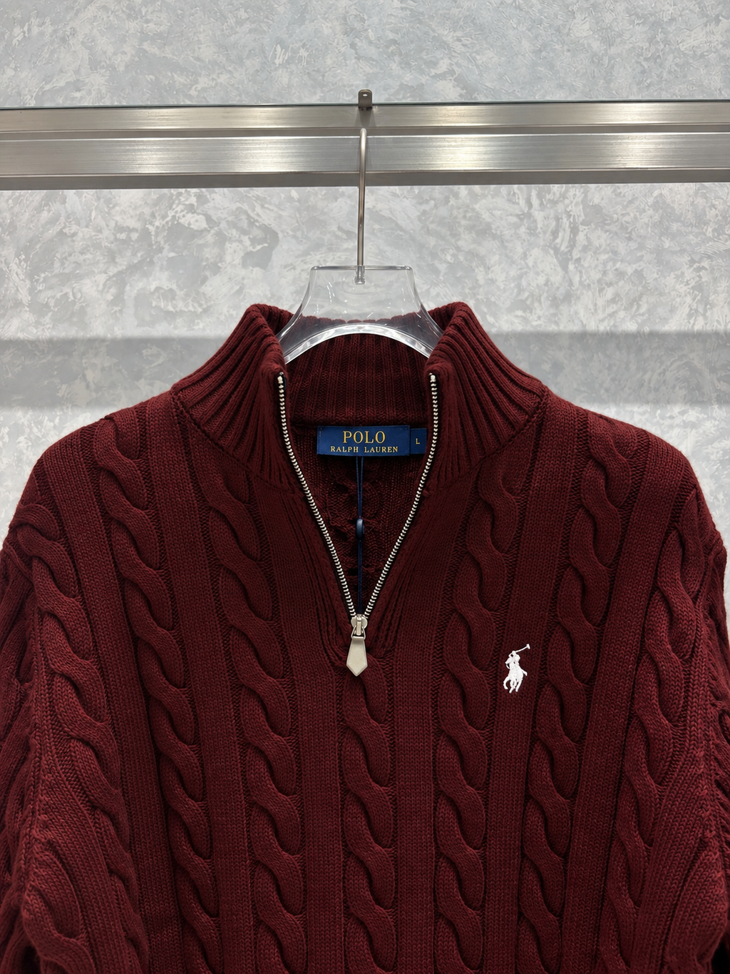 US02 Yarım Fermuarlı Bordo Kazak