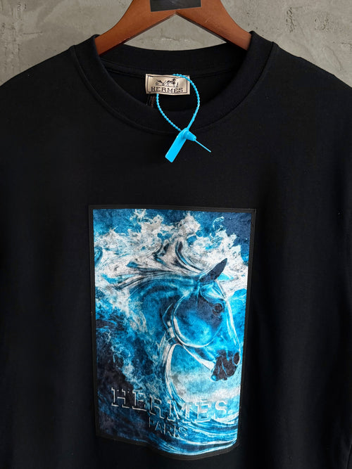 H05 aqua stallion siyah tshirt