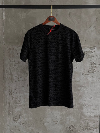 DG03 flok full baskı siyah tshirt